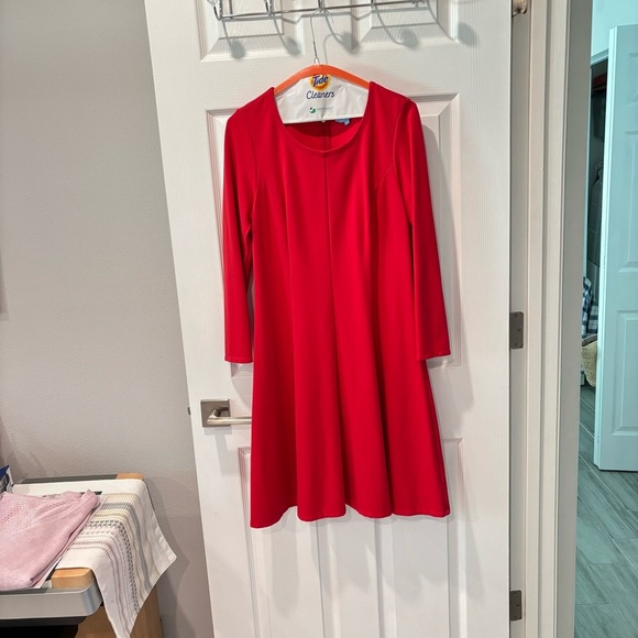 Draper James lipstick red ponte knit fit and flare dress size Small - Picture 9 of 12